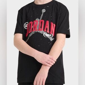 Jordan Kids Black Tee with Red and Gray Logo